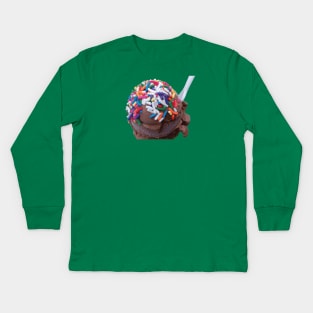 Warm Thoughts - Dark Chocolate Ice Cream with Rainbow Sprinkles Kids Long Sleeve T-Shirt